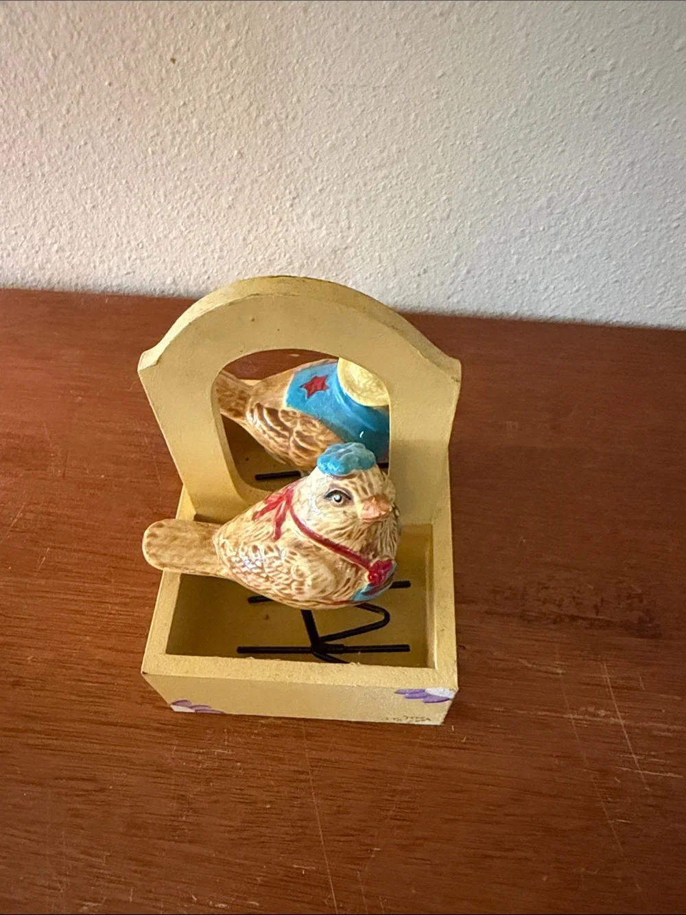 Crate&Barrel Yellow Floral Salt and Pepper Bird Set